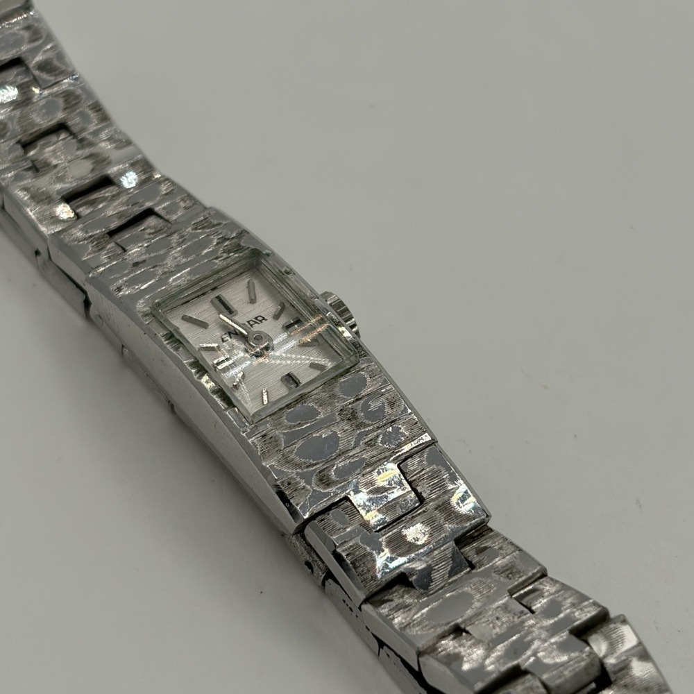 Vintage Enicar Silver Tone Textured Link‎ Analog Manual Women Watch